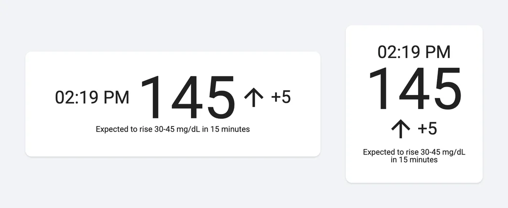 SugarTV example reading displayed in a wide and a tall dashboard slot