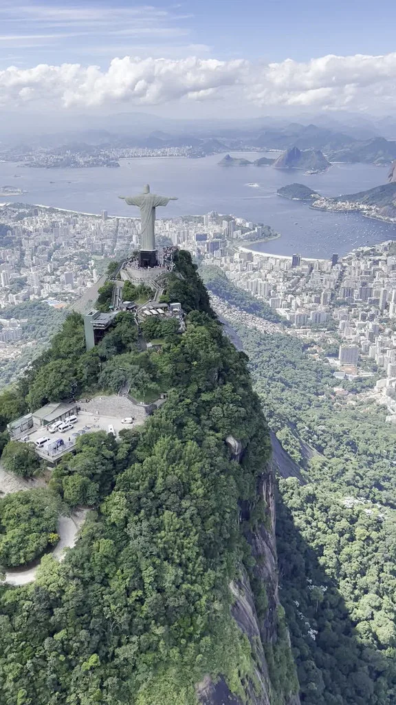 Christ the Redeemer above Rio de Janeiro and the bay